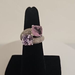 Elegant Purple and Pink Gemstone Ring Set